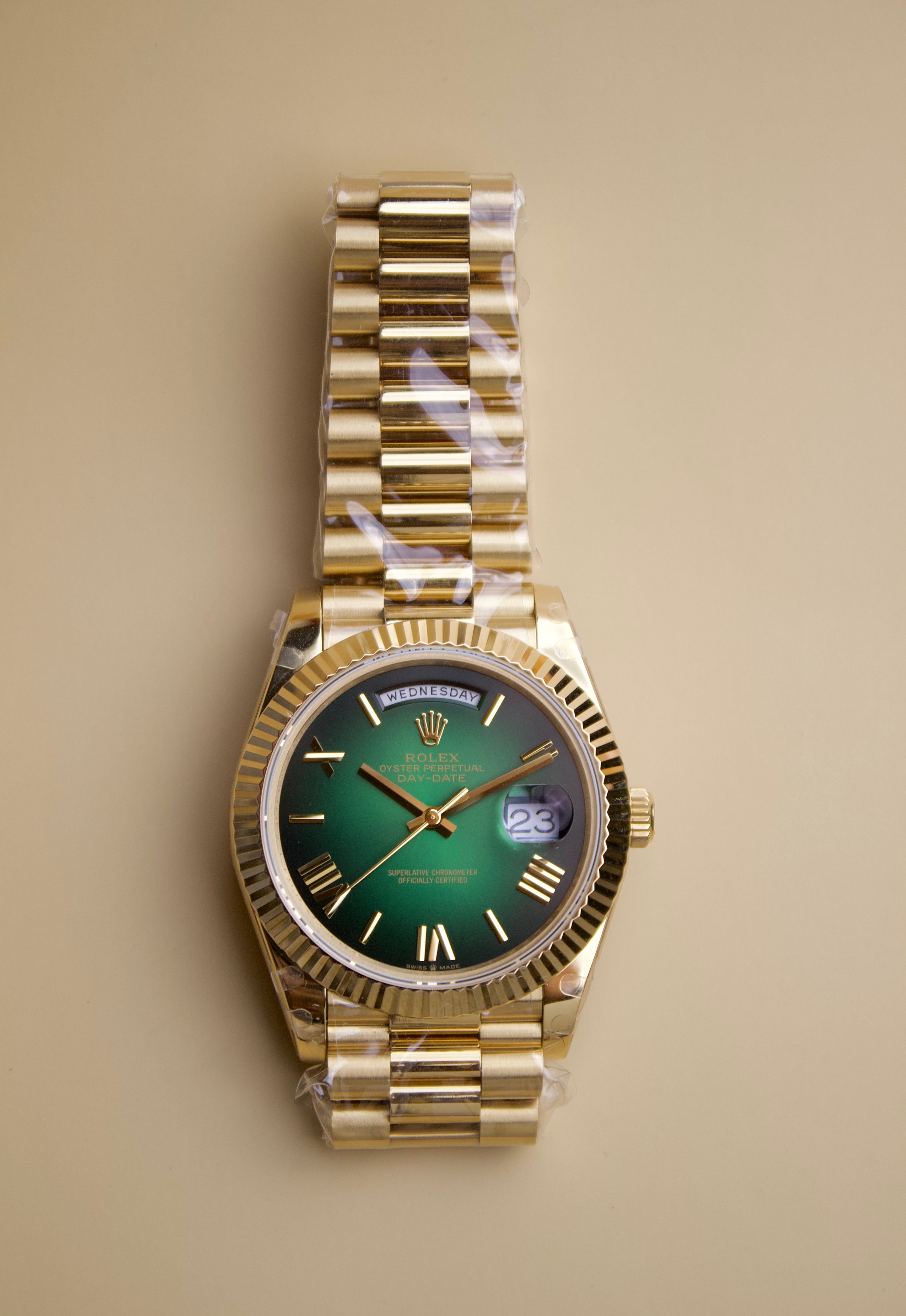 ROLEX OYSTER PERPETUAL DAY-DATE WITH OMBRE GREEN DIAL