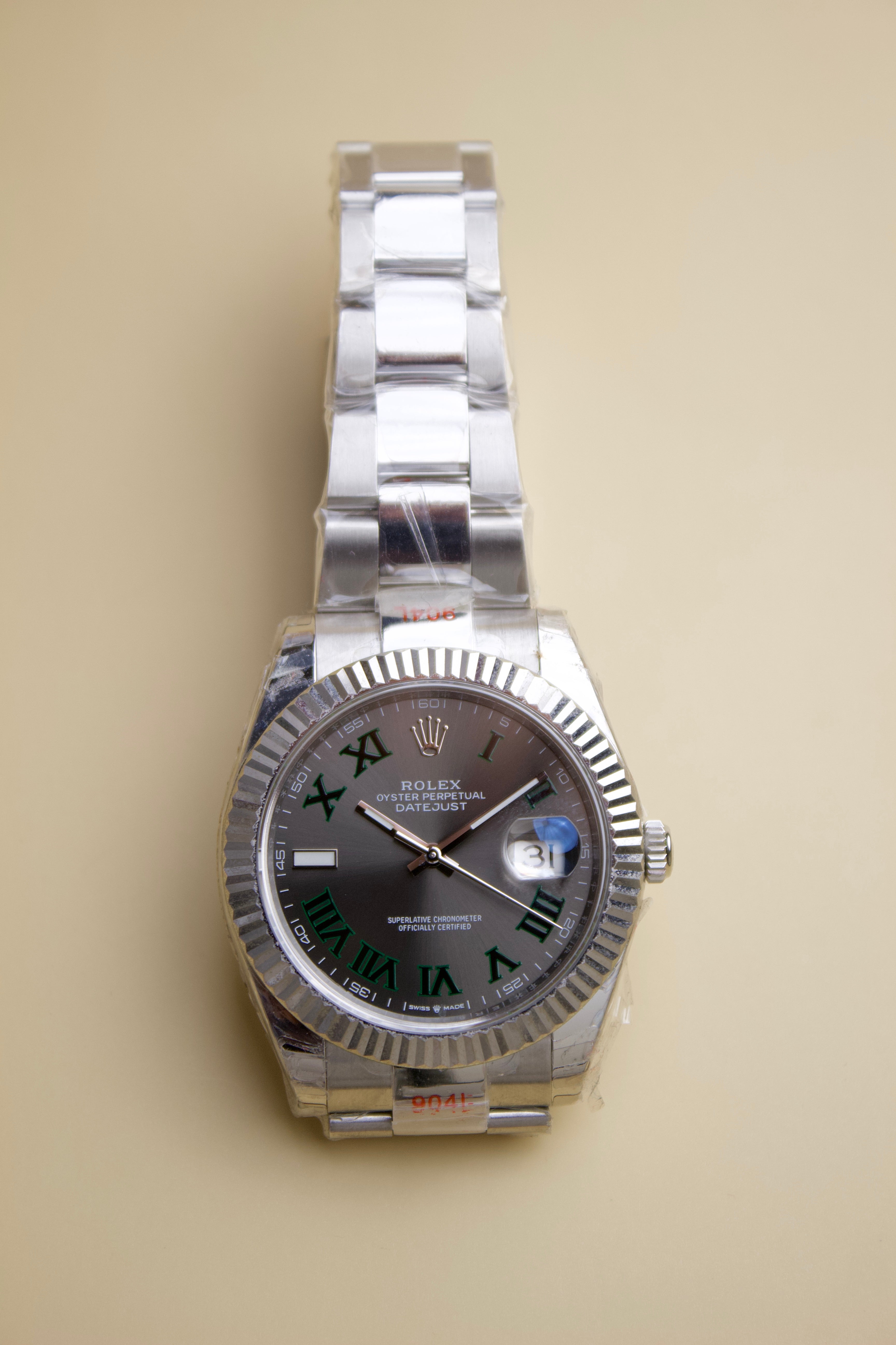 ROLEX OYSTER PERPETUAL DATEJUST WITH SLATE "WIMBLEDON" DIAL