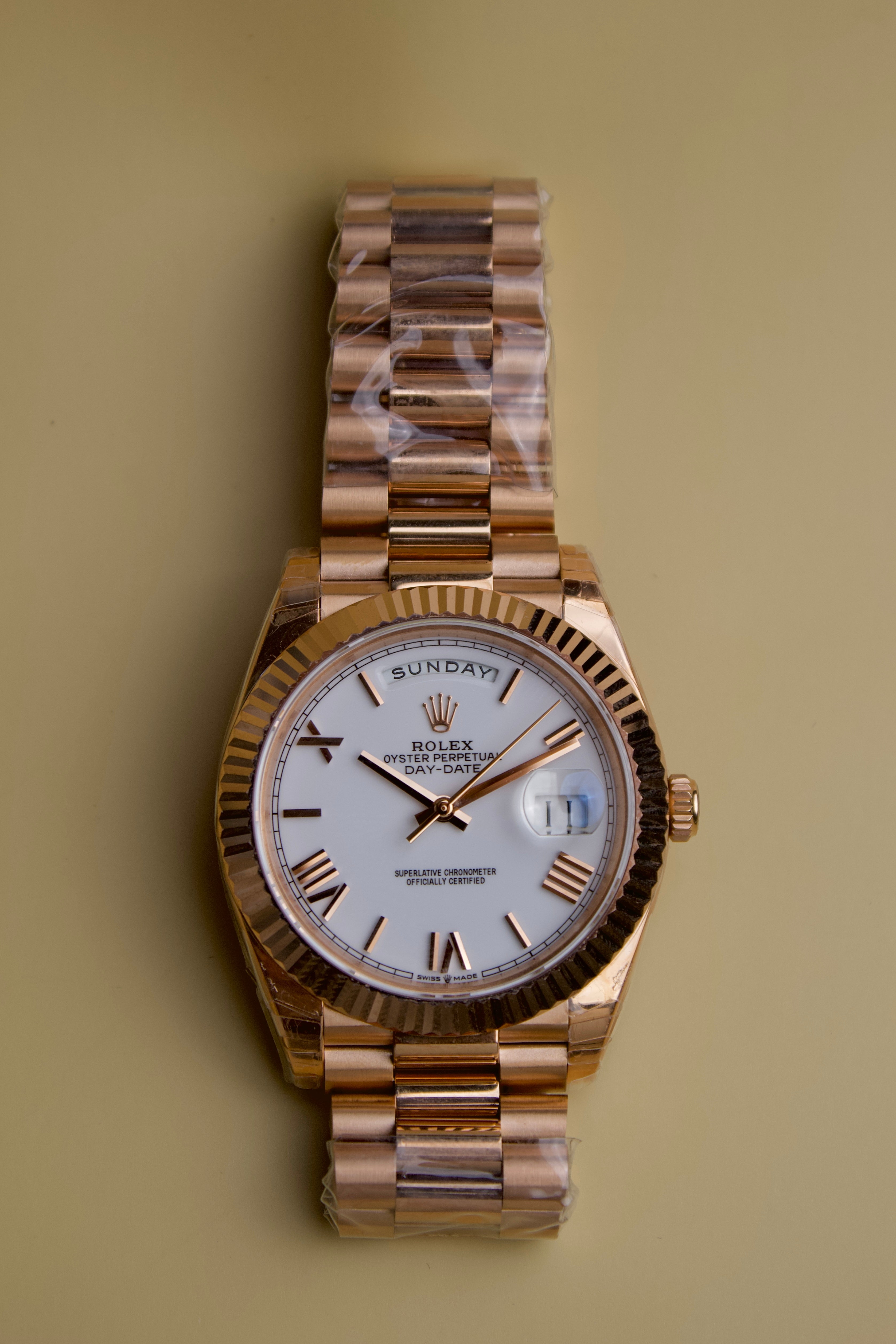 ROLEX OYSTER PERPETUAL DAY-DATE WHITE DIAL BRONZE