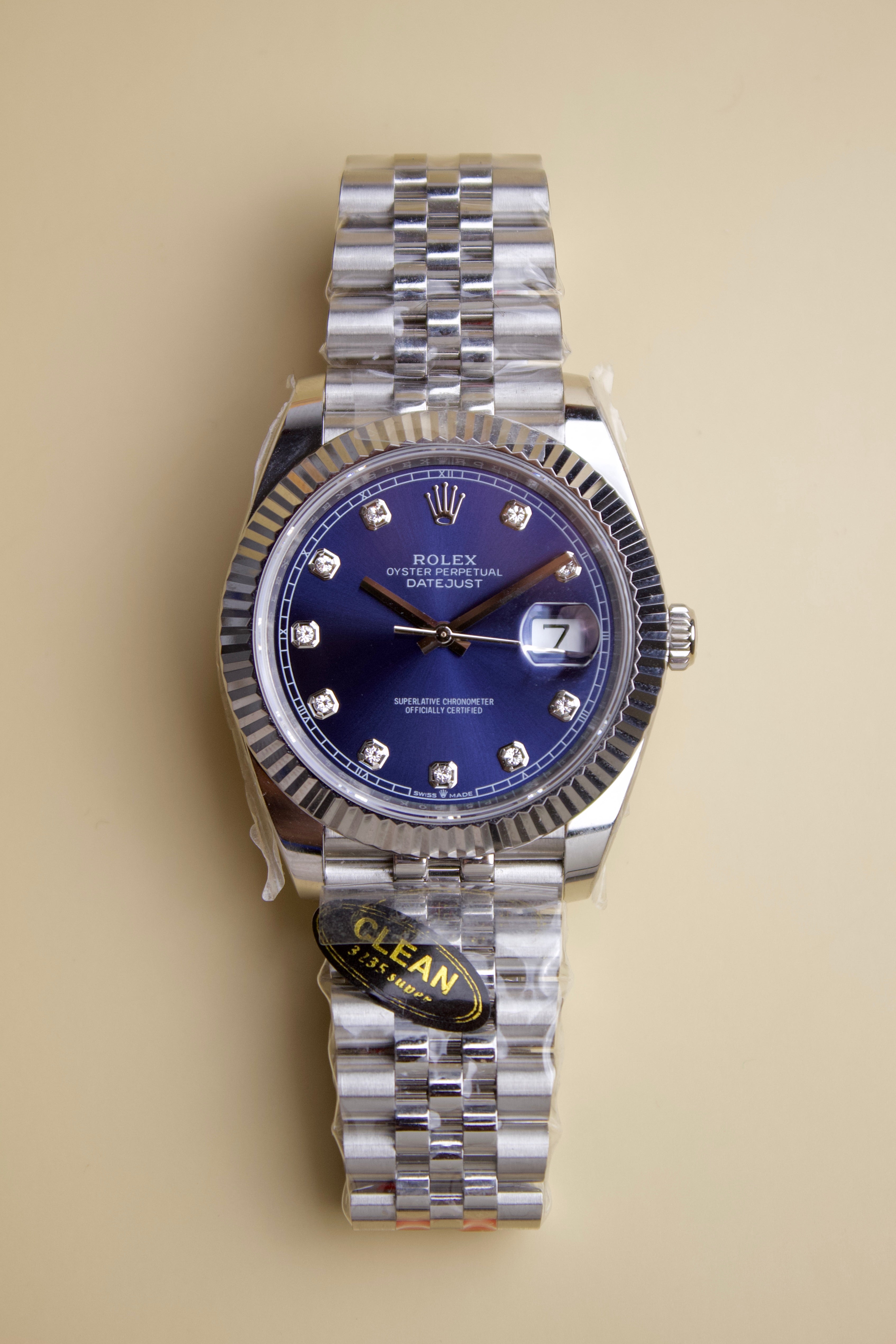 ROLEX DATEJUST BRIGHT BLUE DIAMOND DIAL CLEAN F