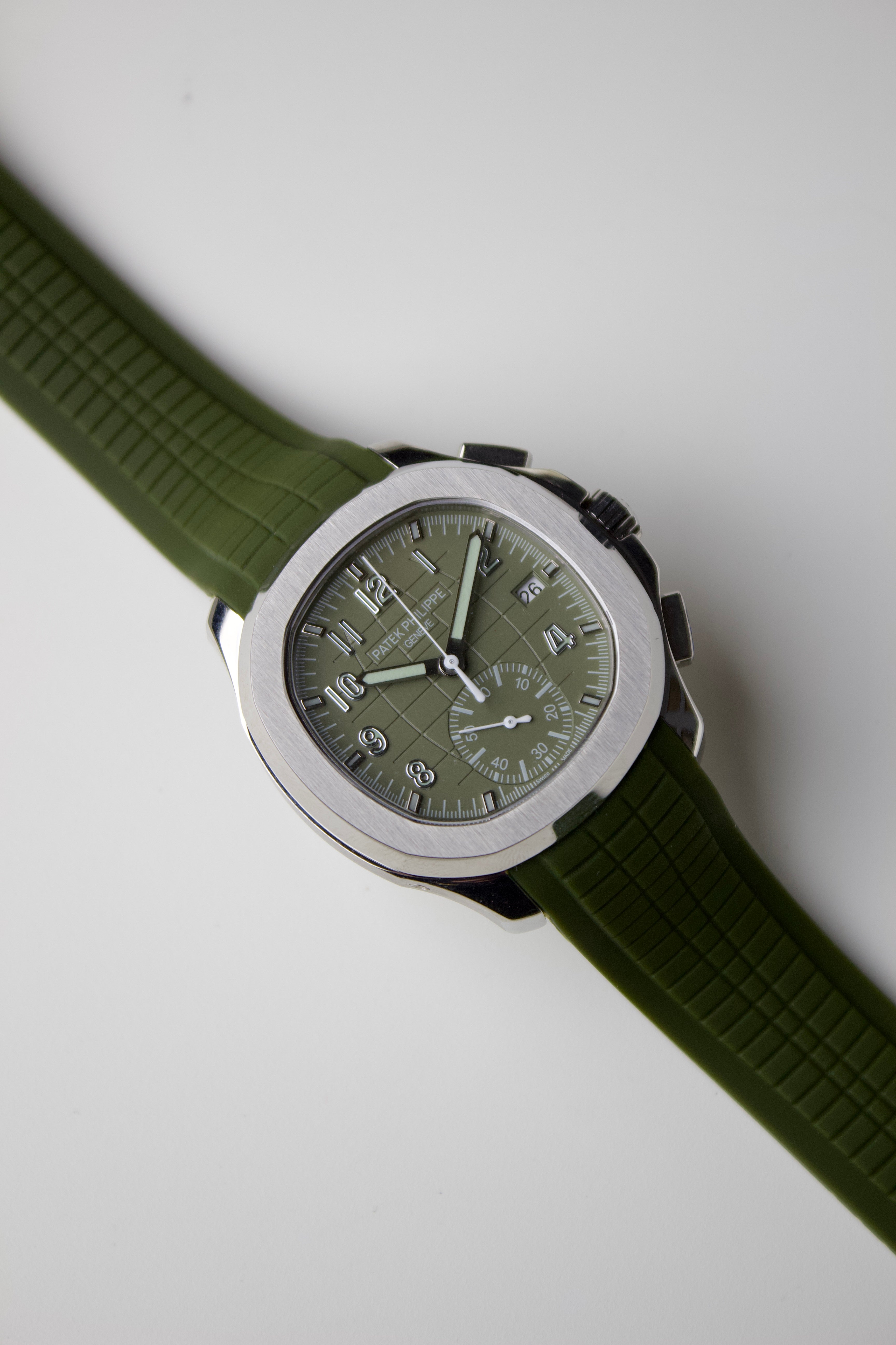 PATEK PHILIPPE AQUANAUT CHRONOGRAPH 5968G KHAKI GREEN DIAL