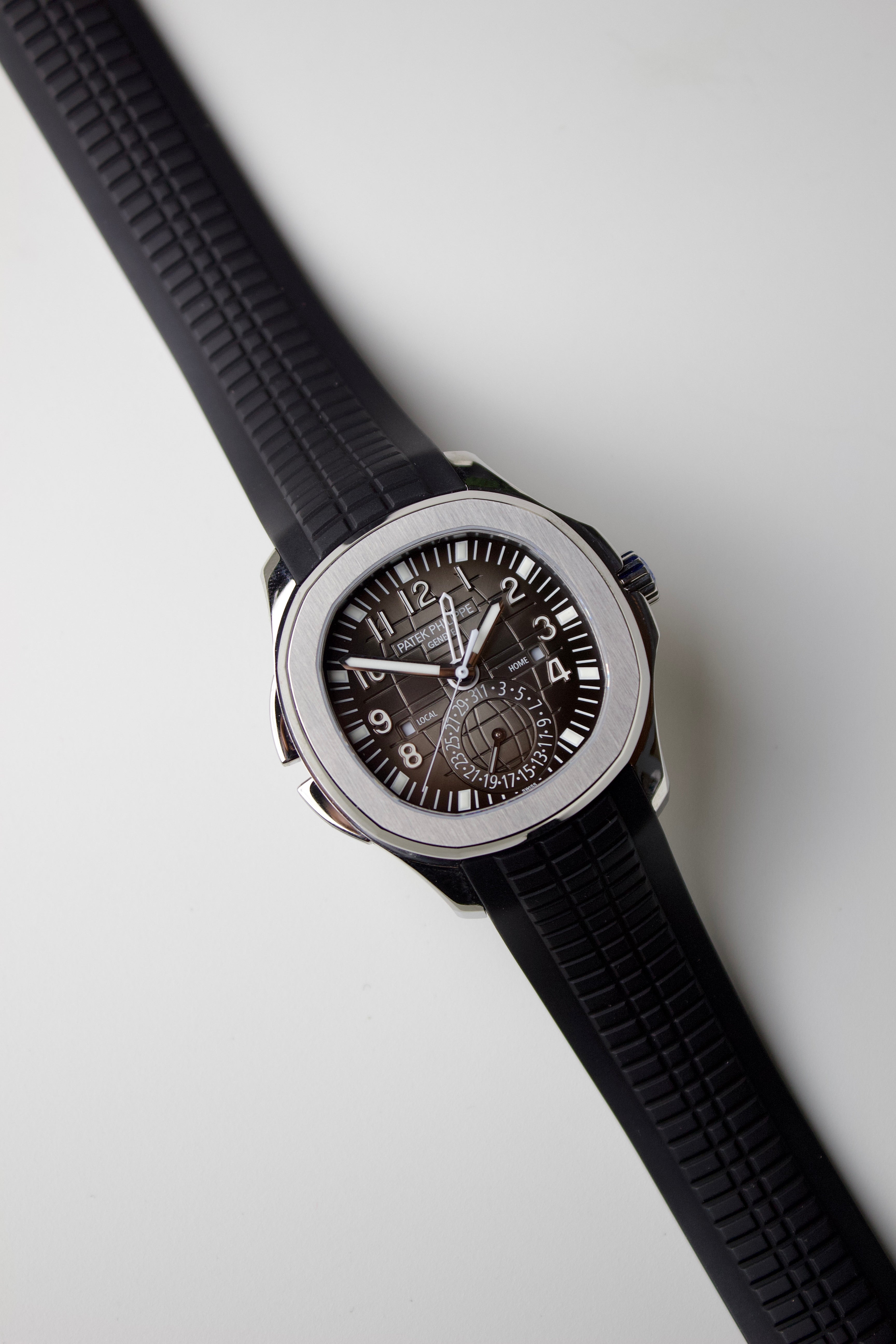 PATEK PHILIPPE AQUANAUT TRAVEL TIME 5164A BLACK DIAL BLACK STRAP