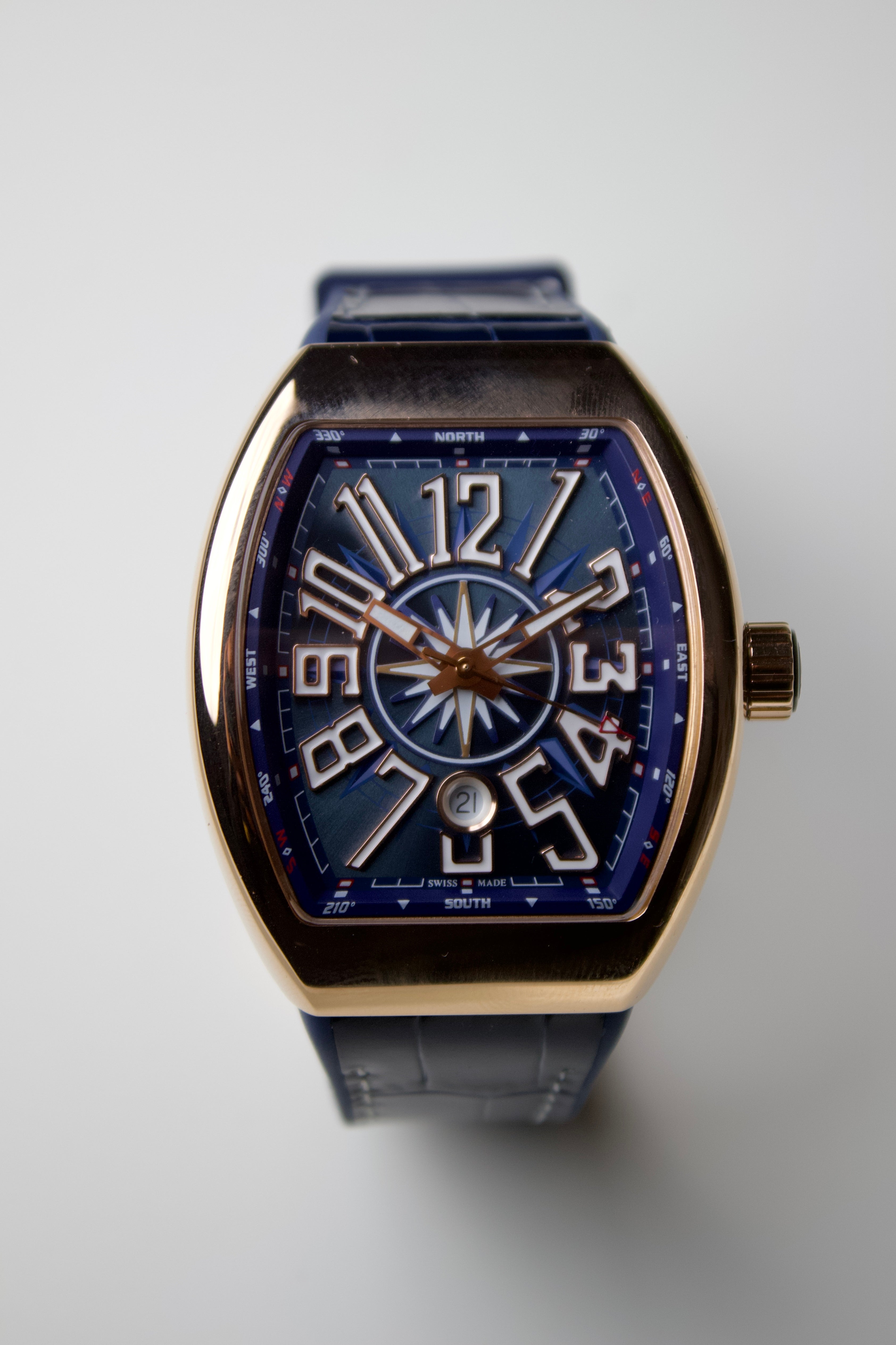 FRANCK MULLER VANGUARD YACHTING ROSE GOLD BLUE DIAL