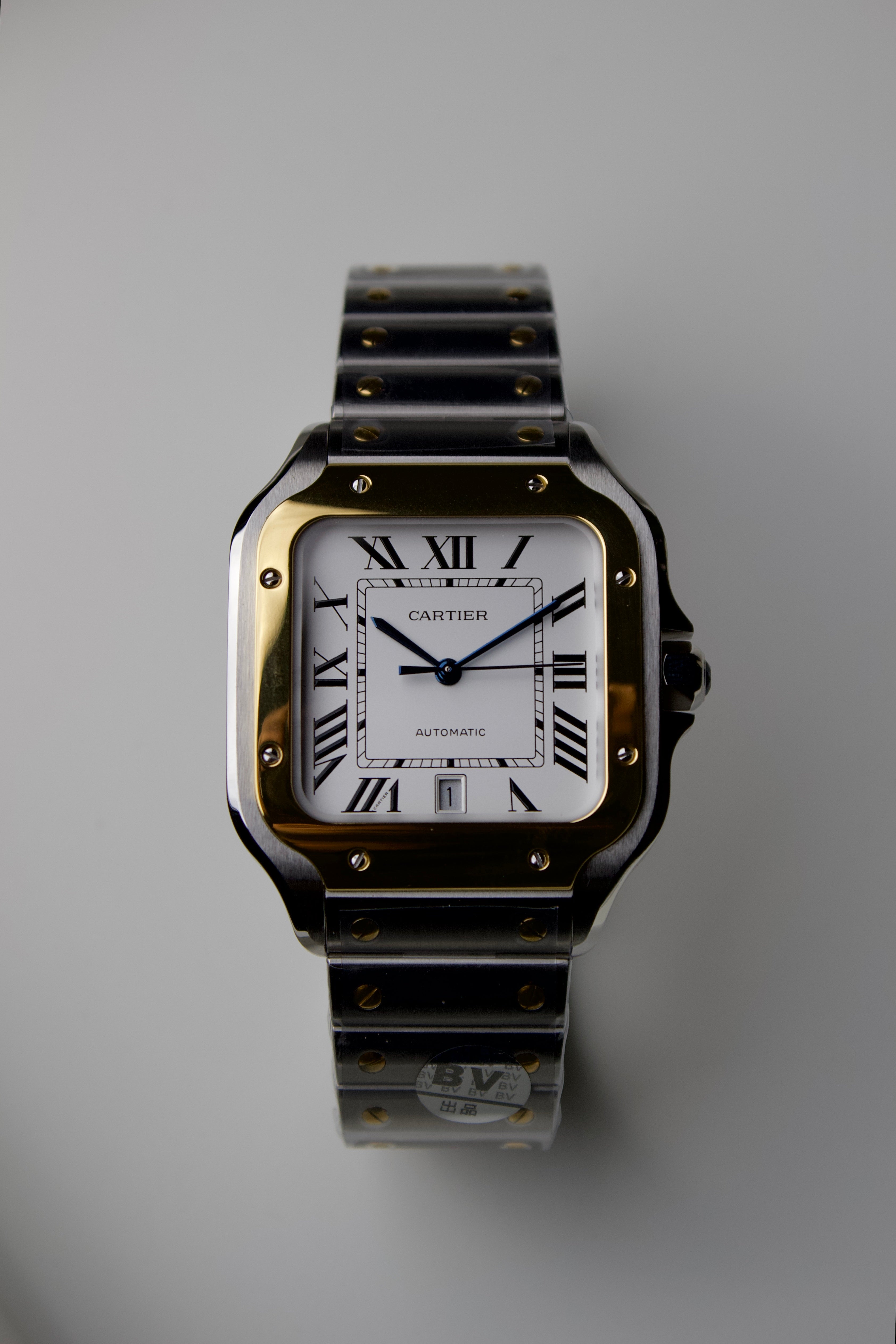 CARTIER SANTOS DE CARTIER TWO-TONE WITH WHITE DIAL