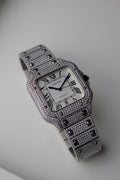 CARTIER SANTOS DE CARTIER ICED OUT WITH WHITE DIAL