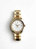 ROLEX SKY-DWELLER IN 18CT YELLOW GOLD WITH WHITE DIAL